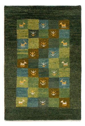 Gabbeh-tæppe - Persisk - 87 x 61 cm - grøn
