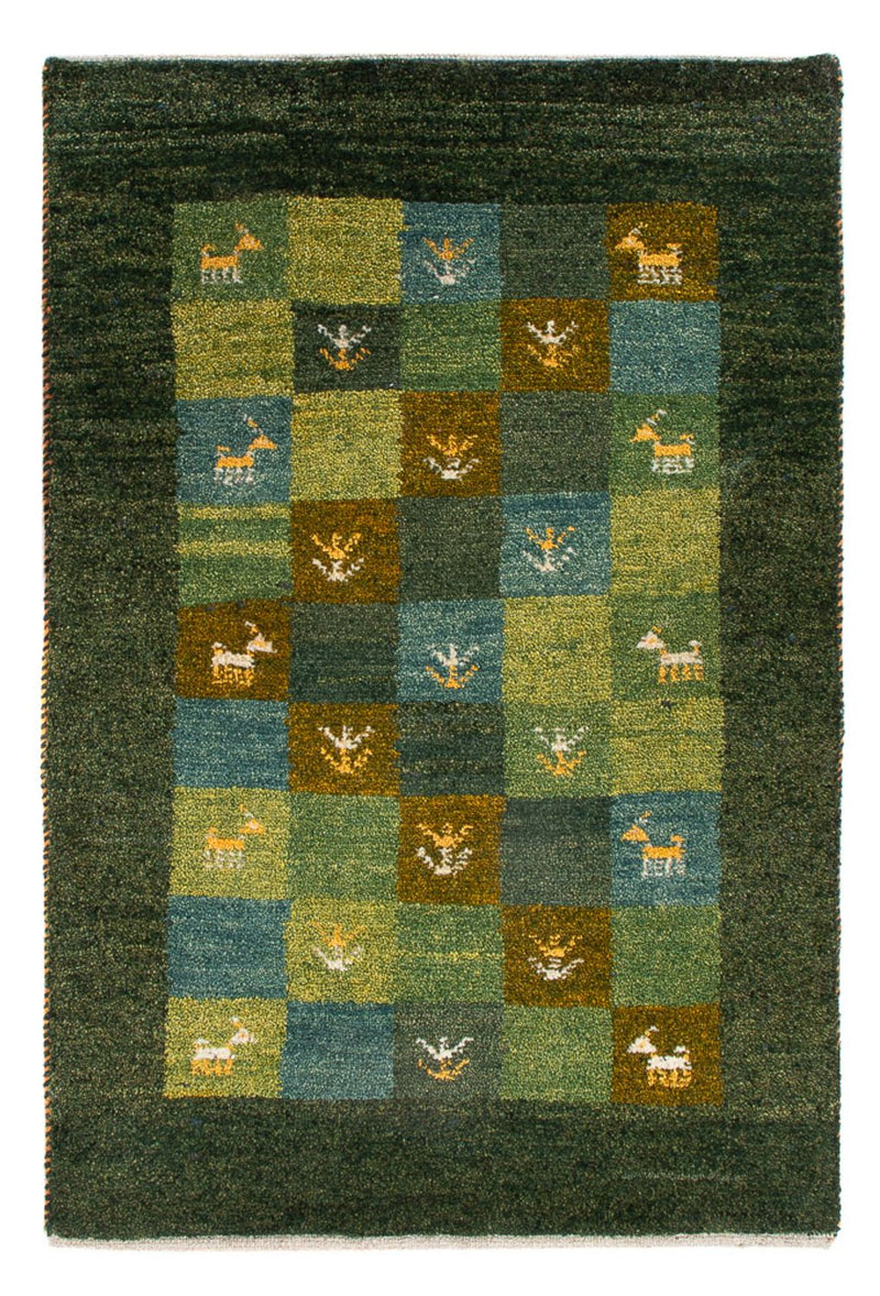 Gabbeh-tæppe - Persisk - 87 x 61 cm - grøn