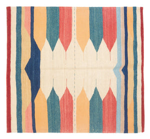 Kelim-tæppe - orientalsk firkantet  - 129 x 125 cm - mintgrøn