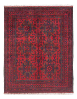 Afghansk tæppe - Kunduz - 200 x 152 cm - mørkerød
