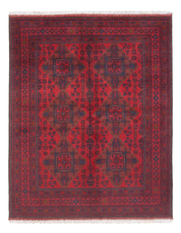 Afghansk tæppe - Kunduz - 200 x 152 cm - mørkerød