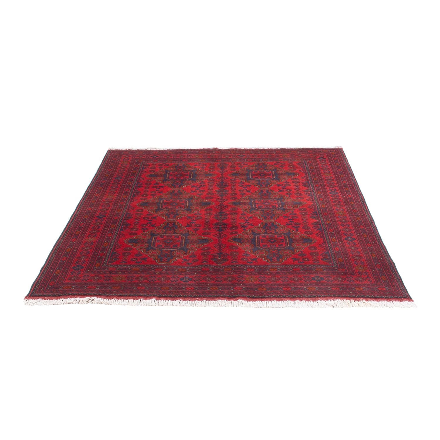 Afghansk tæppe - Kunduz - 200 x 152 cm - mørkerød