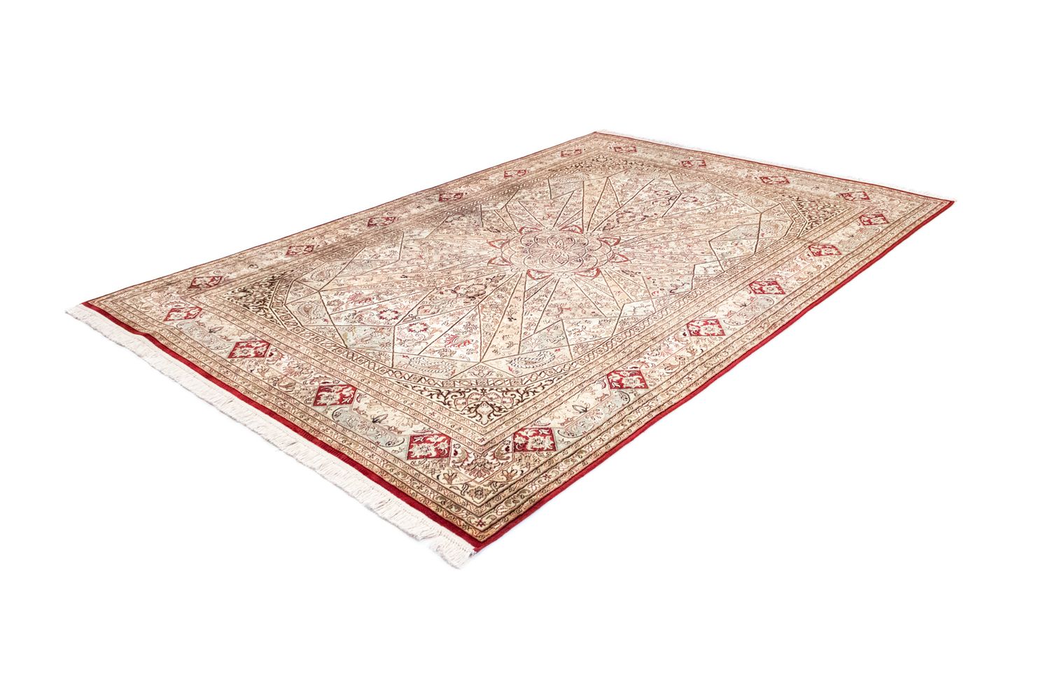 Silketæppe - Kashmir Silk - 250 x 167 cm - rød