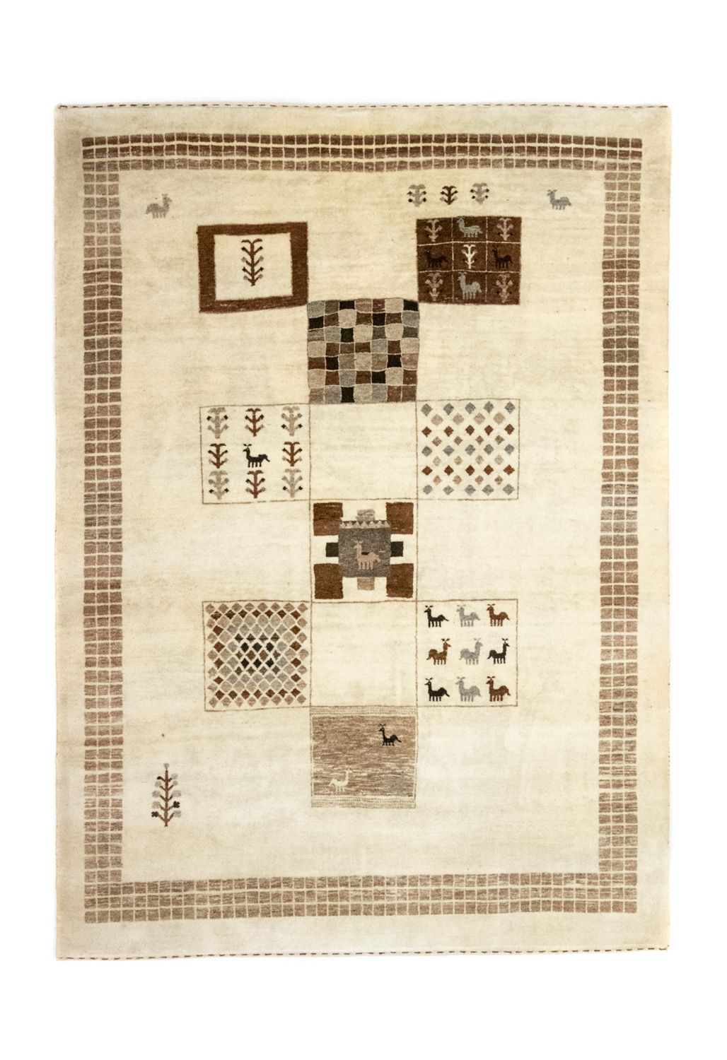 Gabbeh Tæppe - Loribaft Persisk - 219 x 157 cm - beige