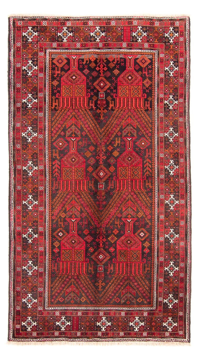 Løber Baluch-tæppe - 240 x 124 cm - mørkerød