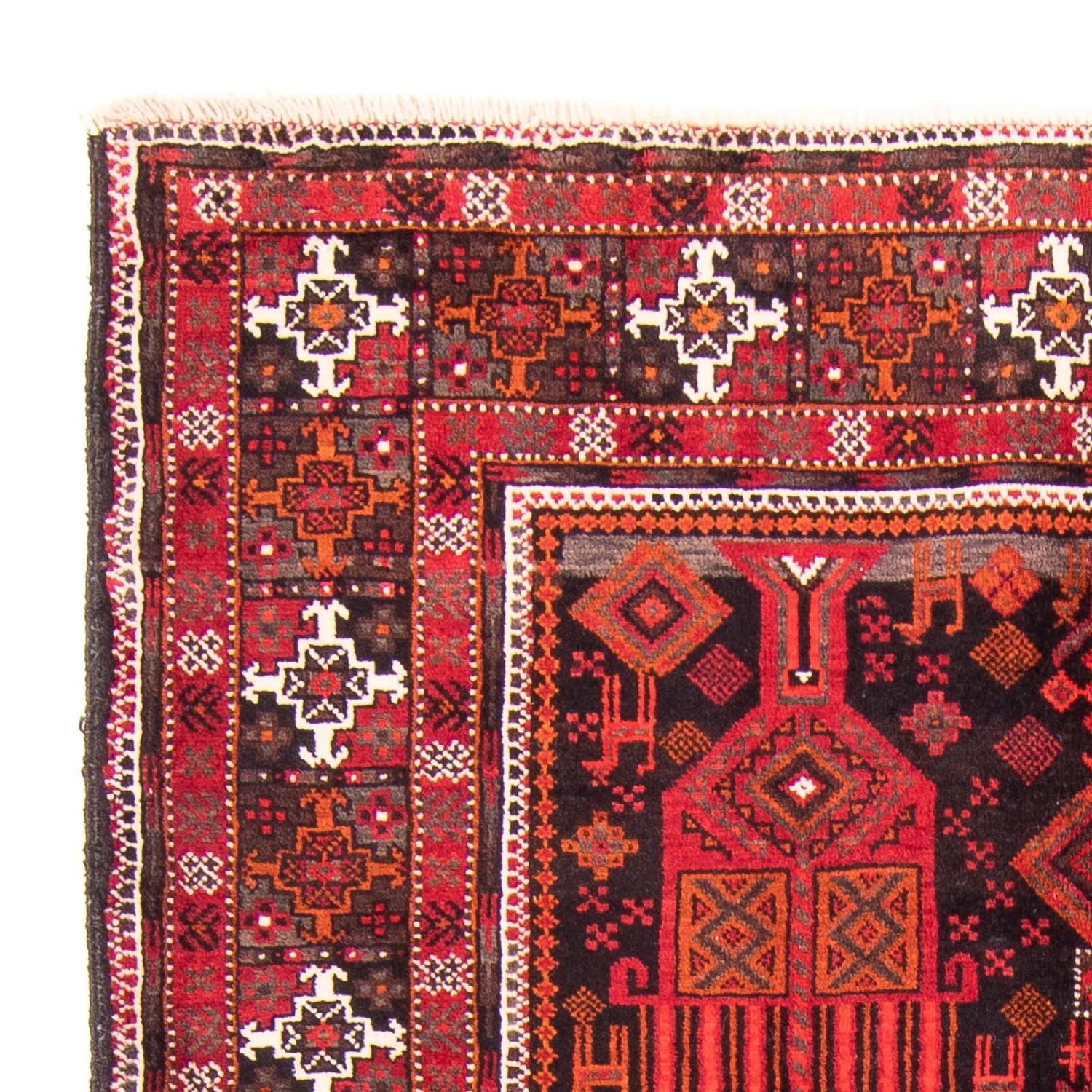 Løber Baluch-tæppe - 240 x 124 cm - mørkerød