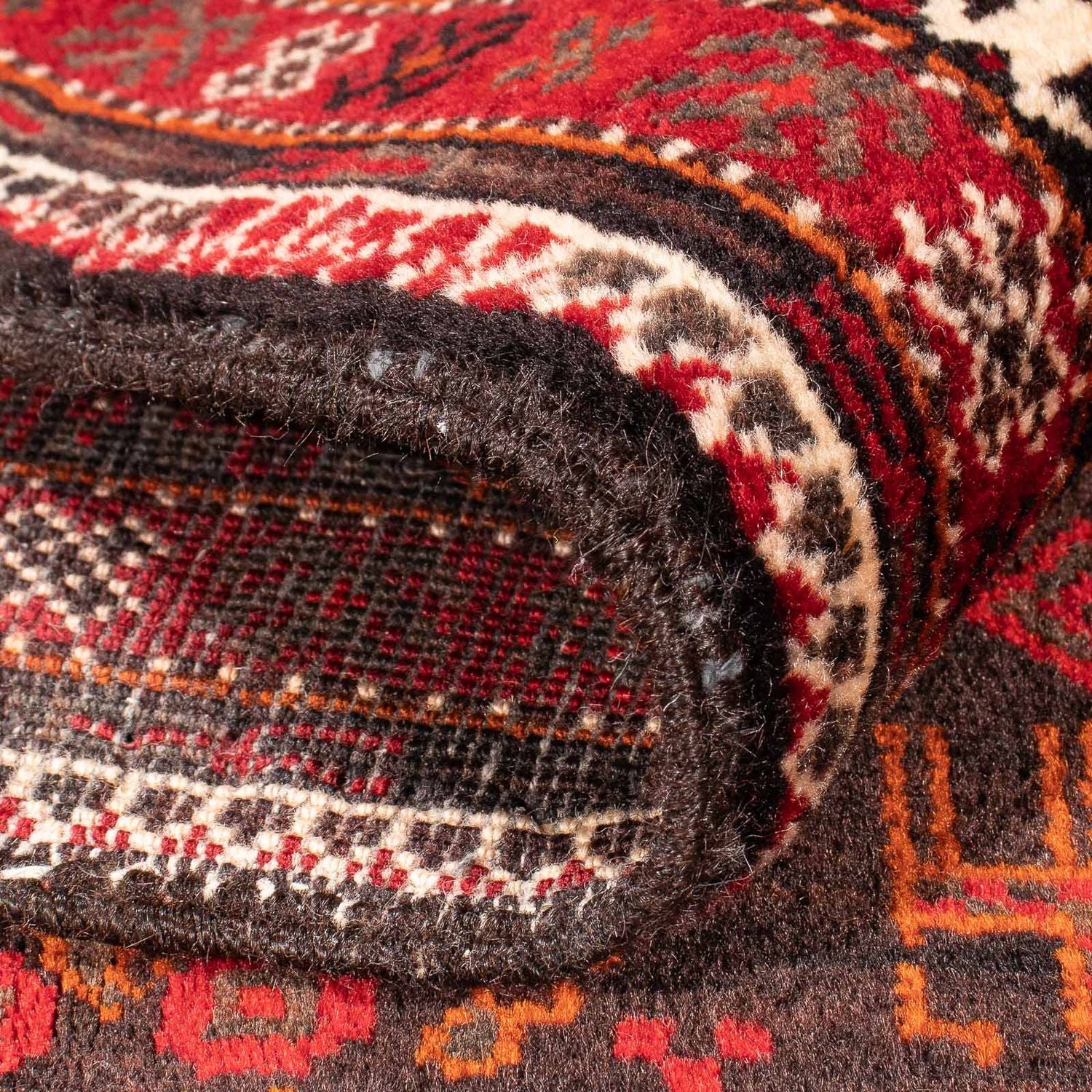 Løber Baluch-tæppe - 240 x 124 cm - mørkerød