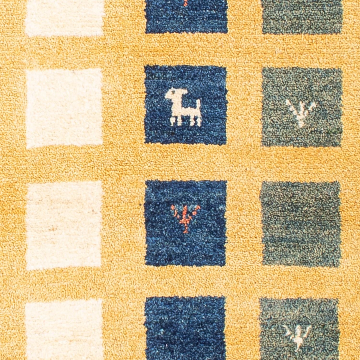 Gabbeh Tæppe - Loribaft Persisk - 118 x 84 cm - sennepsgul