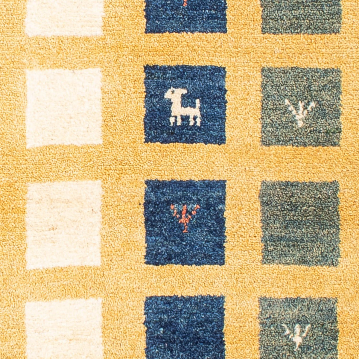 Gabbeh Tæppe - Loribaft Persisk - 118 x 84 cm - sennepsgul