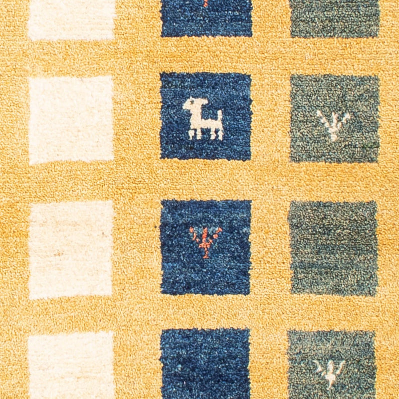 Gabbeh Tæppe - Loribaft Persisk - 118 x 84 cm - sennepsgul