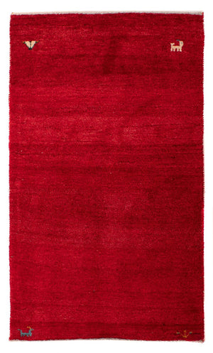 Gabbeh Tæppe - Loribaft Persisk - 130 x 76 cm - mørkerød