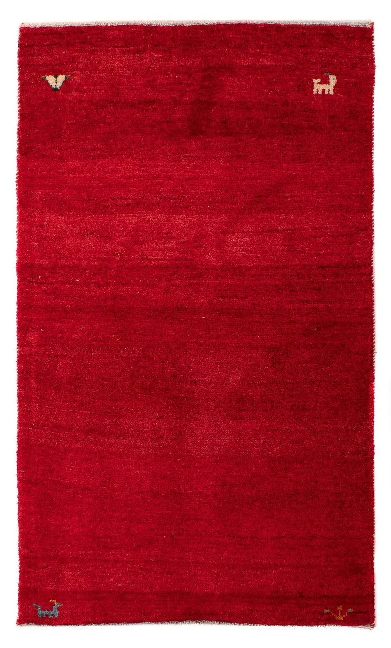 Gabbeh Tæppe - Loribaft Persisk - 130 x 76 cm - mørkerød