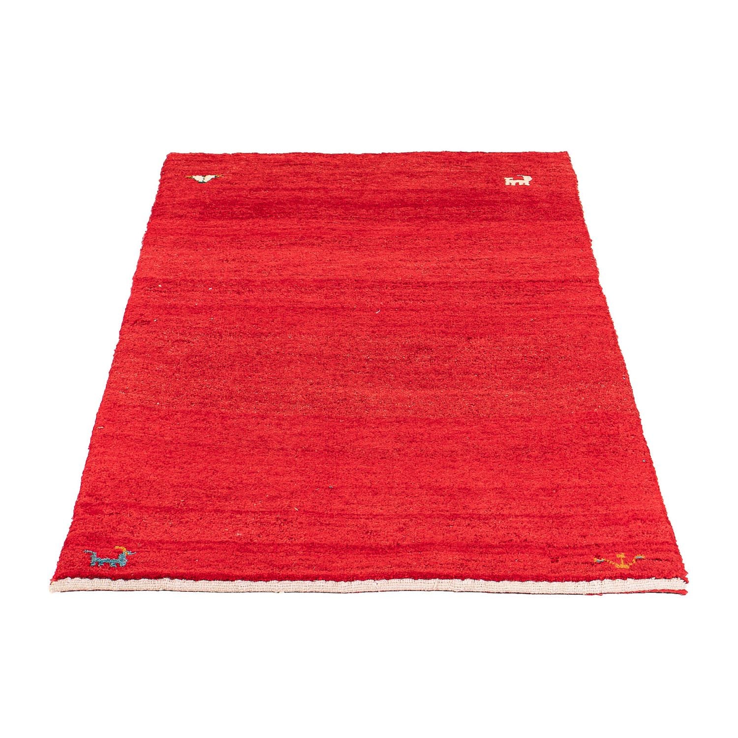 Gabbeh Tæppe - Loribaft Persisk - 130 x 76 cm - mørkerød