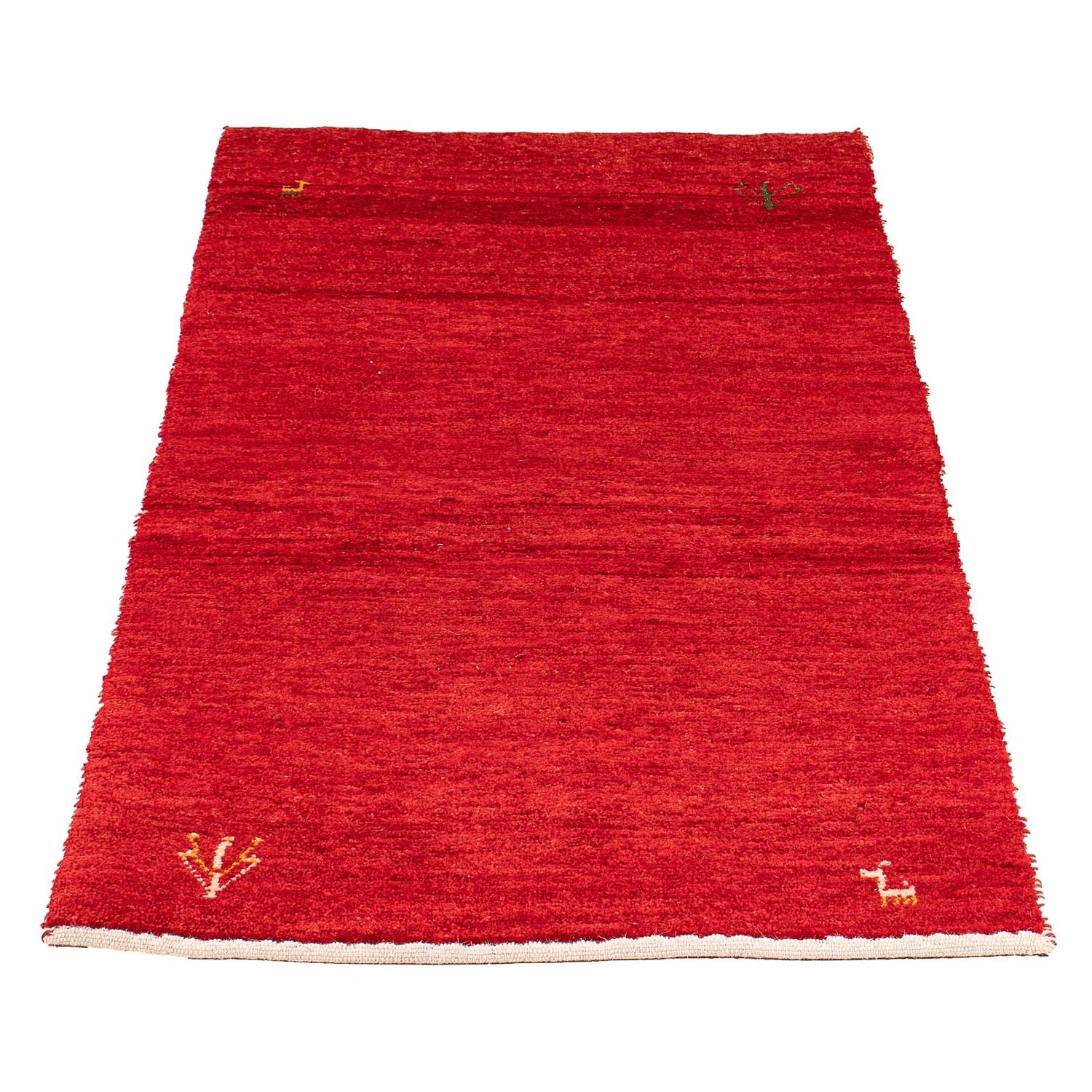 Gabbeh Tæppe - Loribaft Persisk - 134 x 68 cm - mørkerød