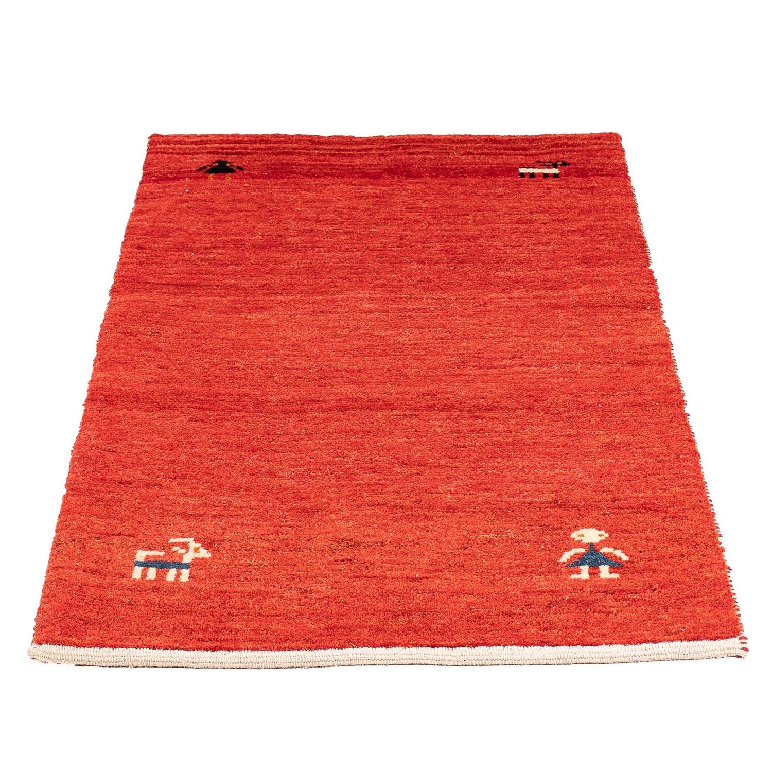 Gabbeh Tæppe - Loribaft Persisk - 118 x 75 cm - mørkerød