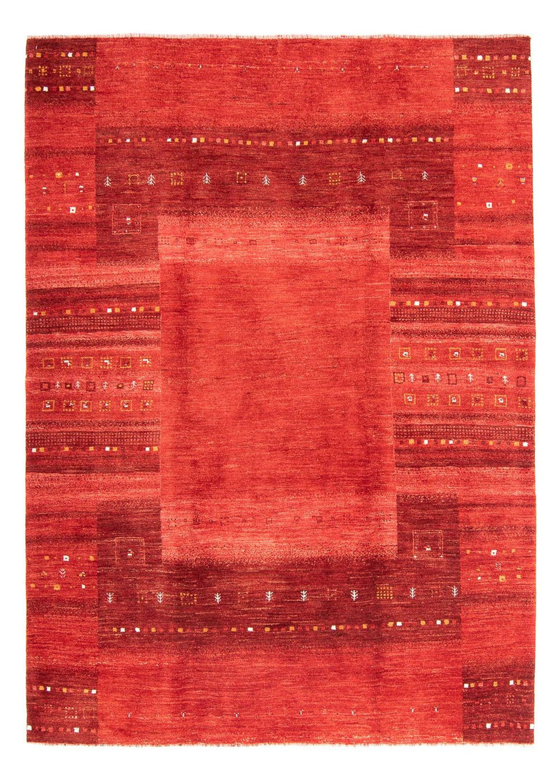 Gabbeh Tæppe - Loribaft Persisk - 248 x 180 cm - mørkerød