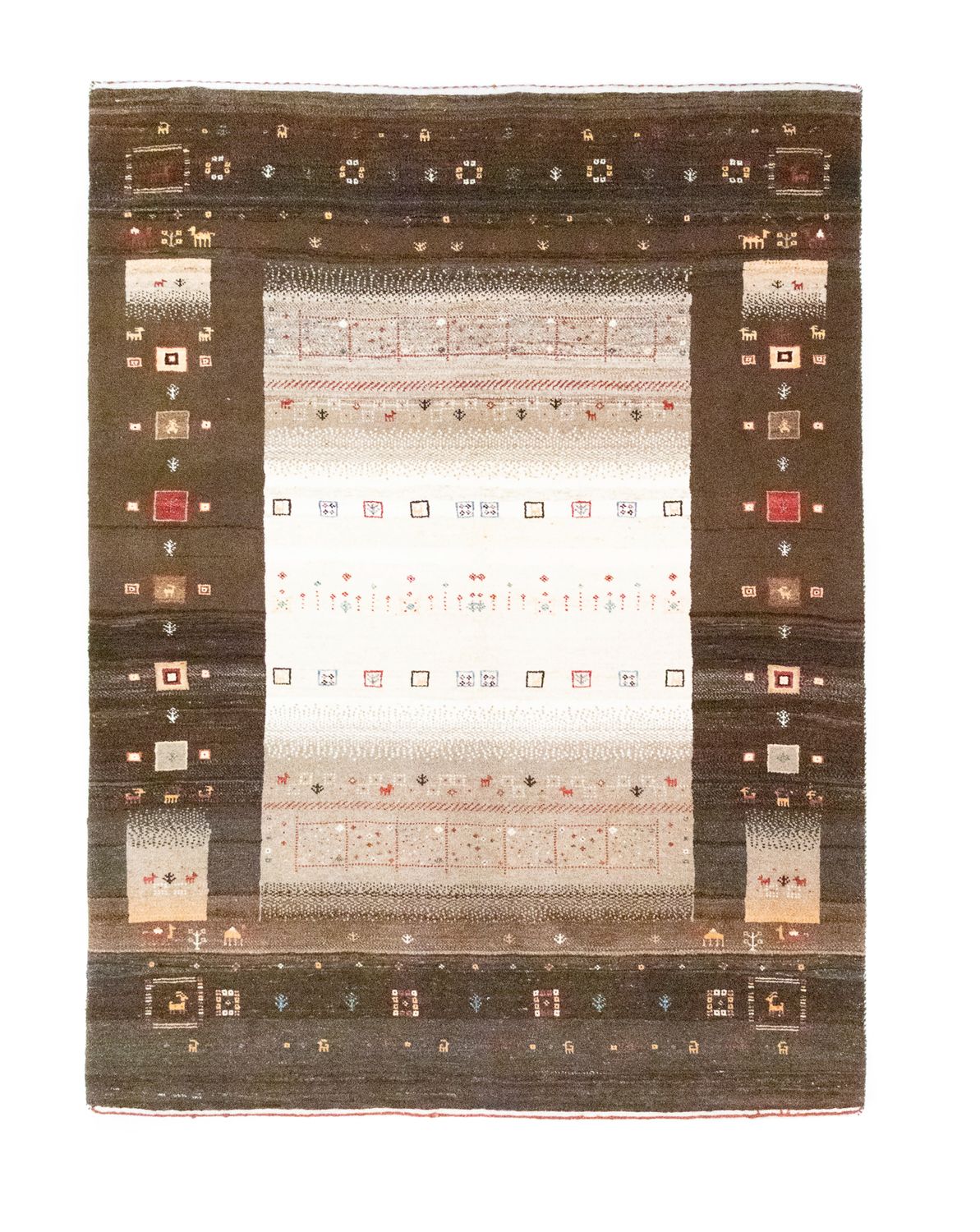 Gabbeh Tæppe - Loribaft Persisk - 194 x 148 cm - brun