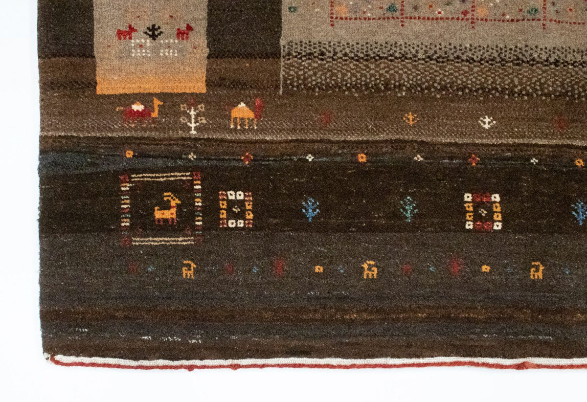 Gabbeh Tæppe - Loribaft Persisk - 194 x 148 cm - brun