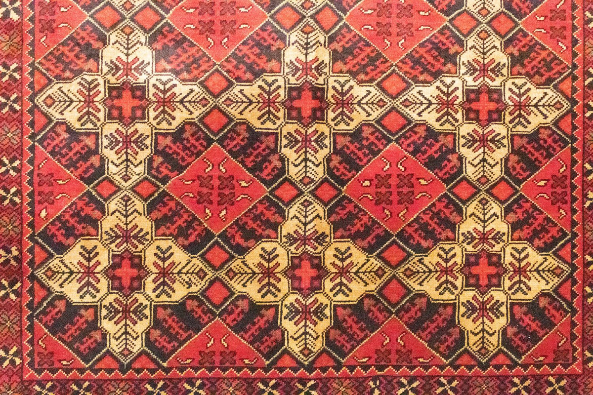 Afghansk tæppe - 202 x 152 cm - rød
