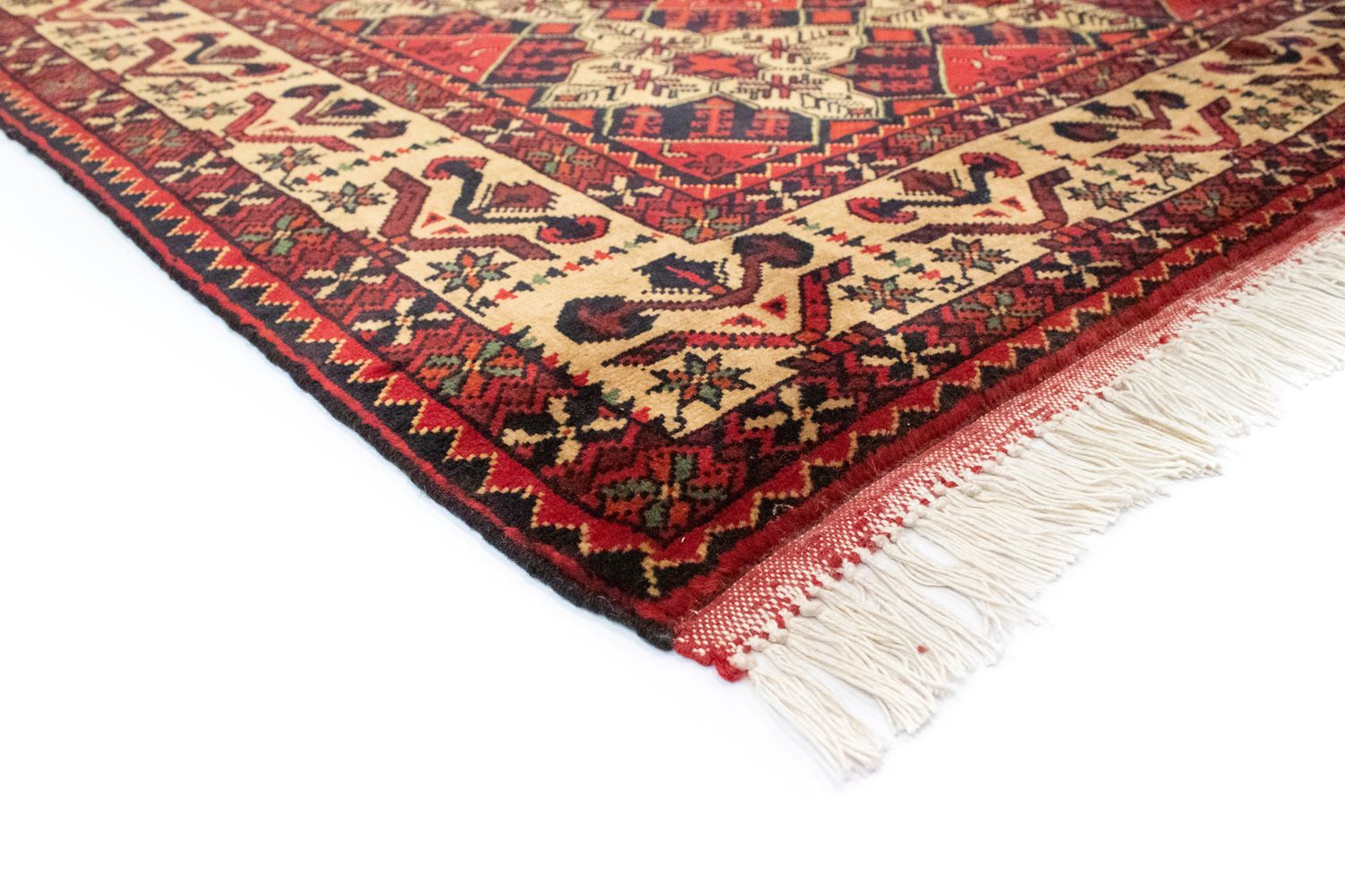 Afghansk tæppe - 202 x 152 cm - rød