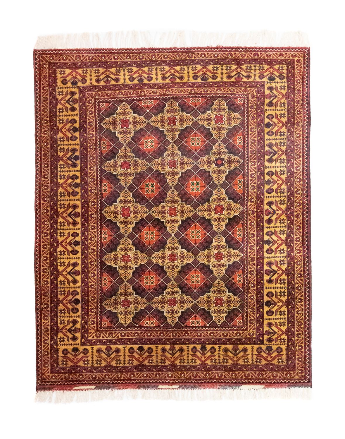 Afghansk tæppe - 195 x 153 cm - brun