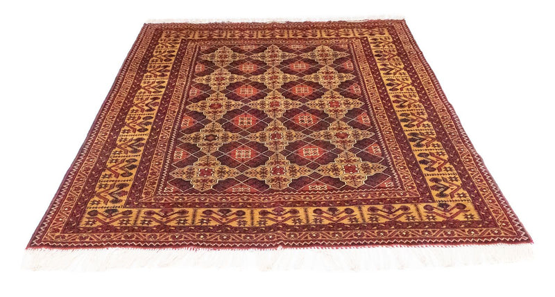 Afghansk tæppe - 195 x 153 cm - brun