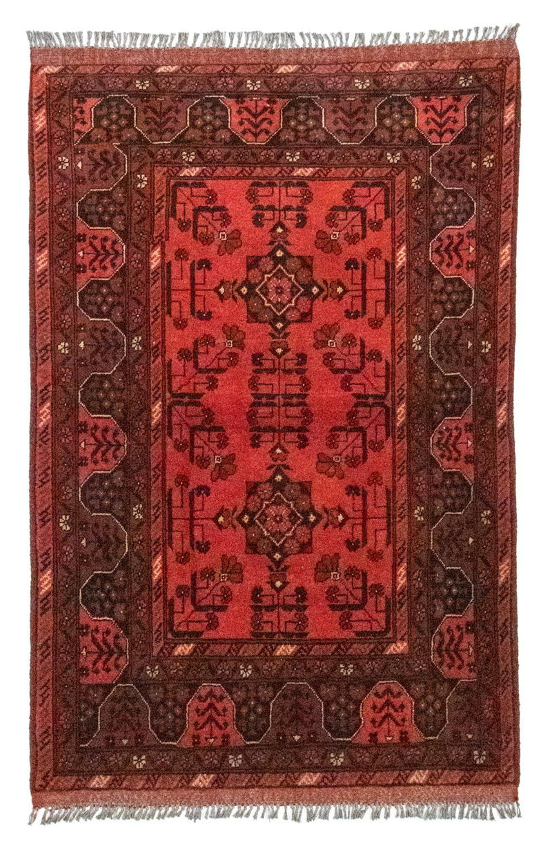 Afghansk tæppe - Kunduz - 150 x 100 cm - rød