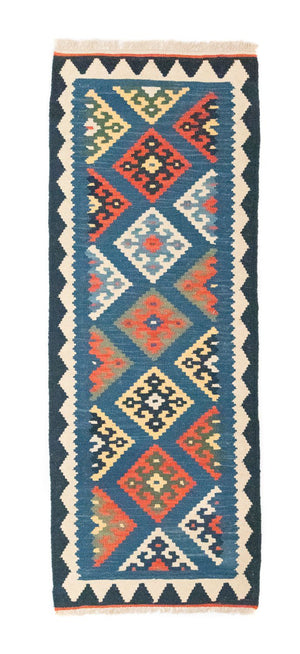 Løber Kelim-tæppe - orientalsk - 201 x 65 cm - blå