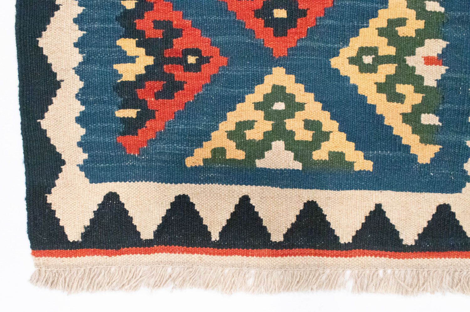 Løber Kelim-tæppe - orientalsk - 201 x 65 cm - blå