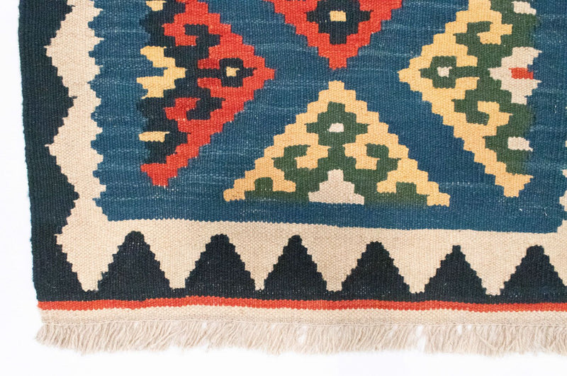 Løber Kelim-tæppe - orientalsk - 201 x 65 cm - blå