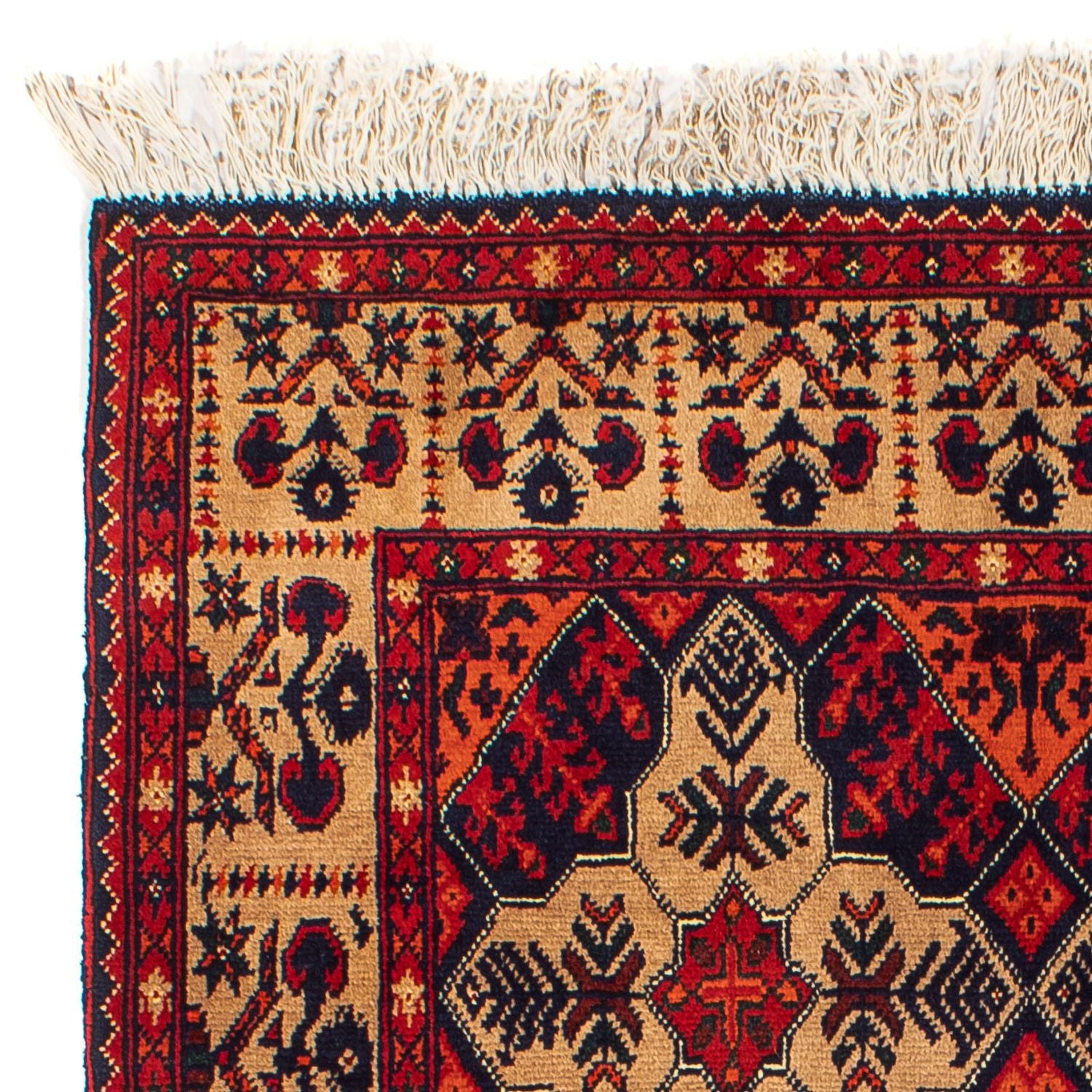 Afghansk tæppe - 144 x 98 cm - mørkerød
