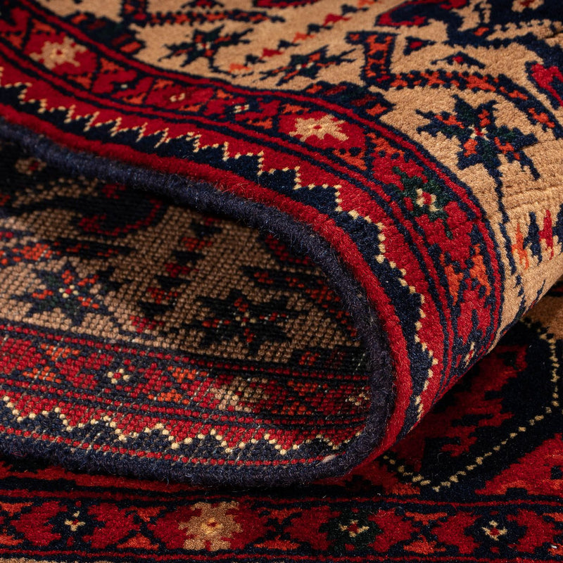 Afghansk tæppe - 144 x 98 cm - mørkerød