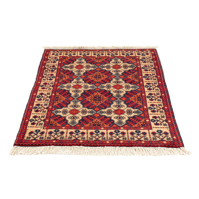 Afghansk tæppe - 144 x 98 cm - mørkerød