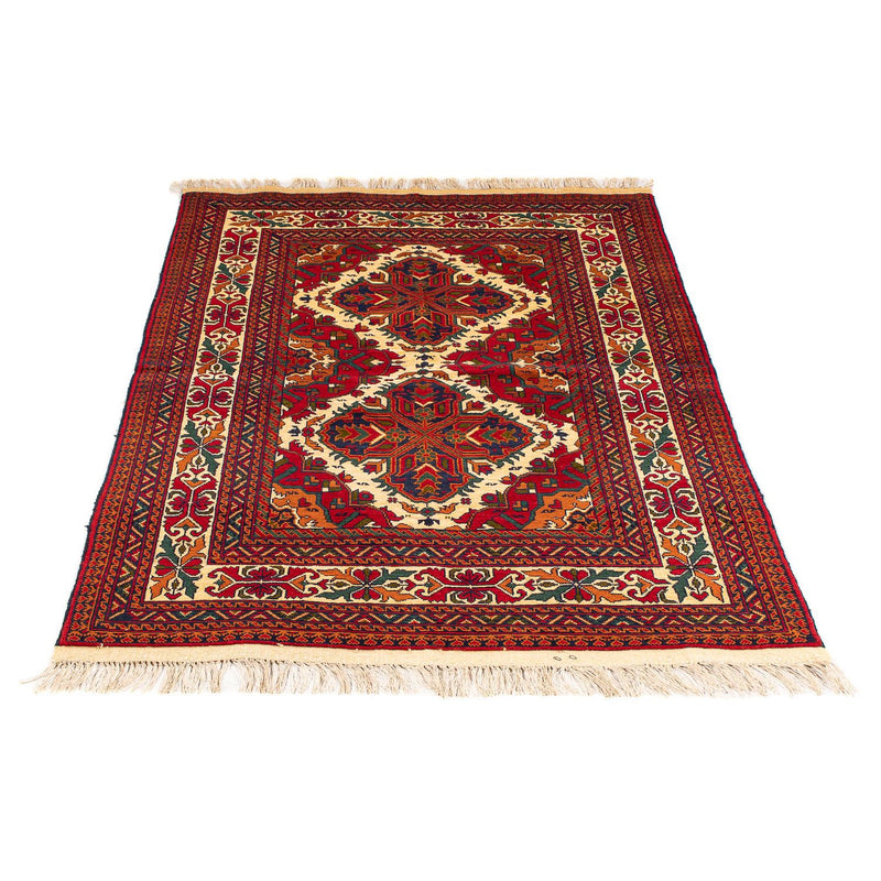 Afghansk tæppe - 145 x 93 cm - mørkerød
