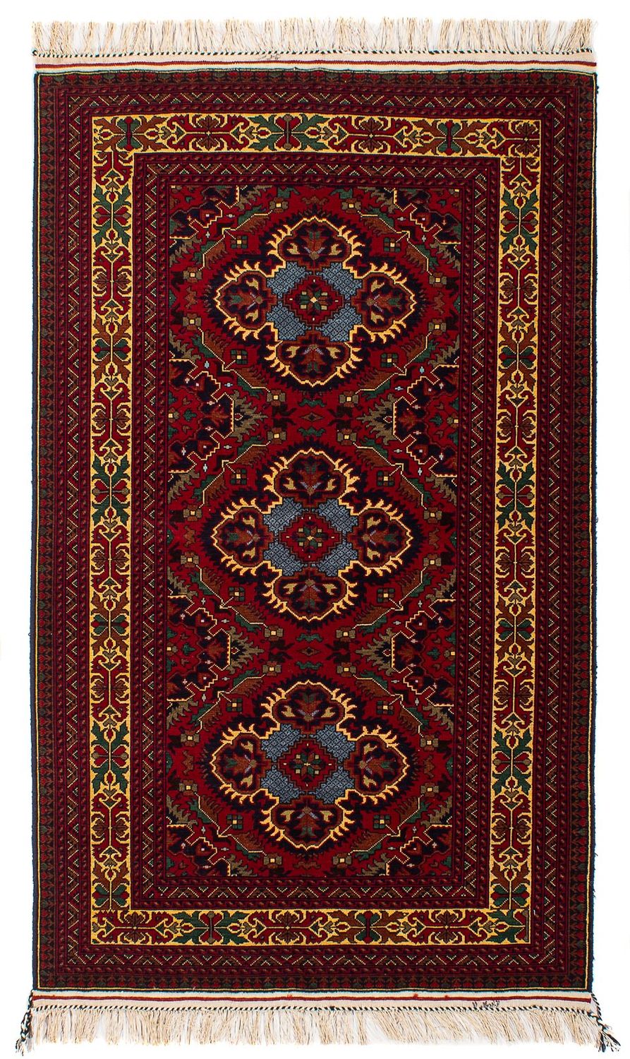 Afghansk tæppe - 145 x 93 cm - mørkerød