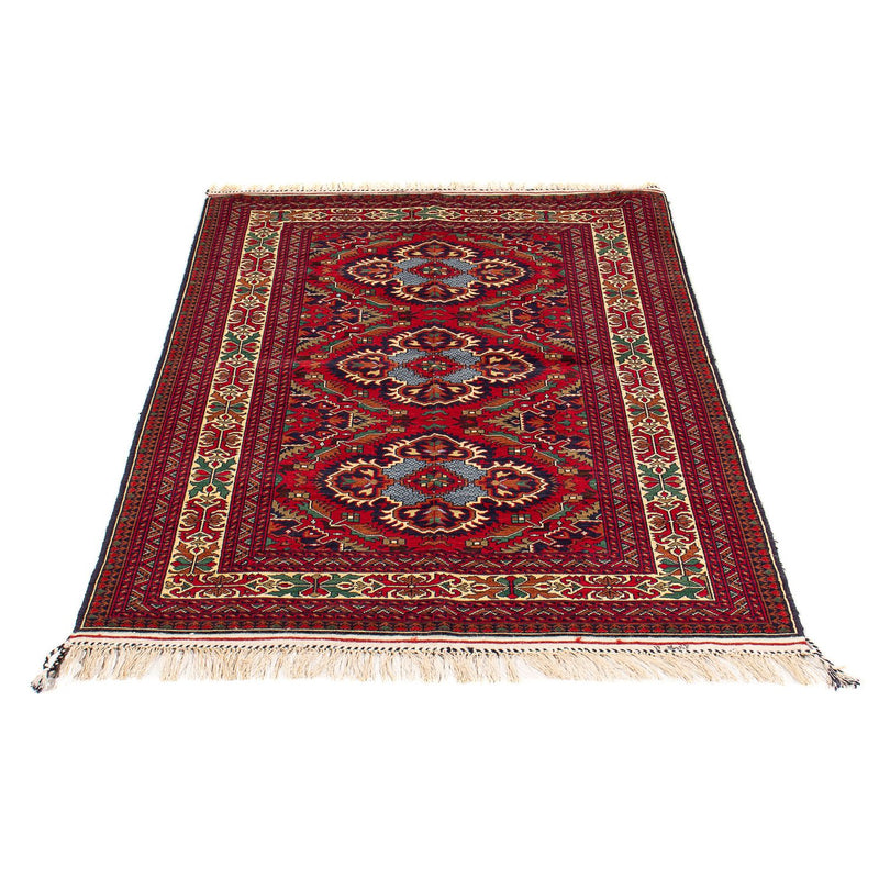 Afghansk tæppe - 145 x 93 cm - mørkerød