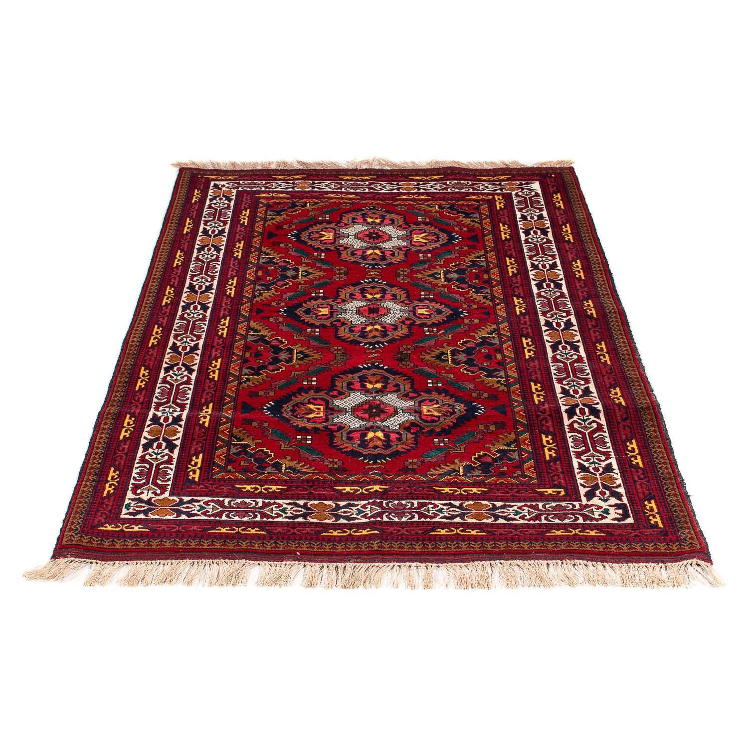 Afghansk tæppe - 145 x 93 cm - mørkerød