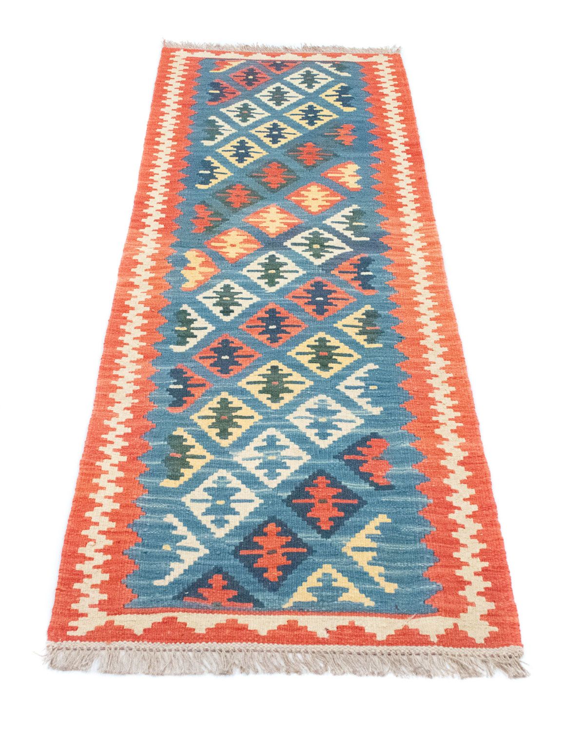 Løber Kelim-tæppe - orientalsk - 198 x 64 cm - blå