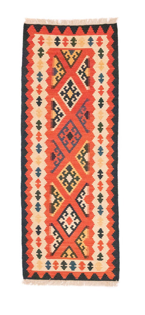 Løber Kelim-tæppe - orientalsk - 200 x 63 cm - orange