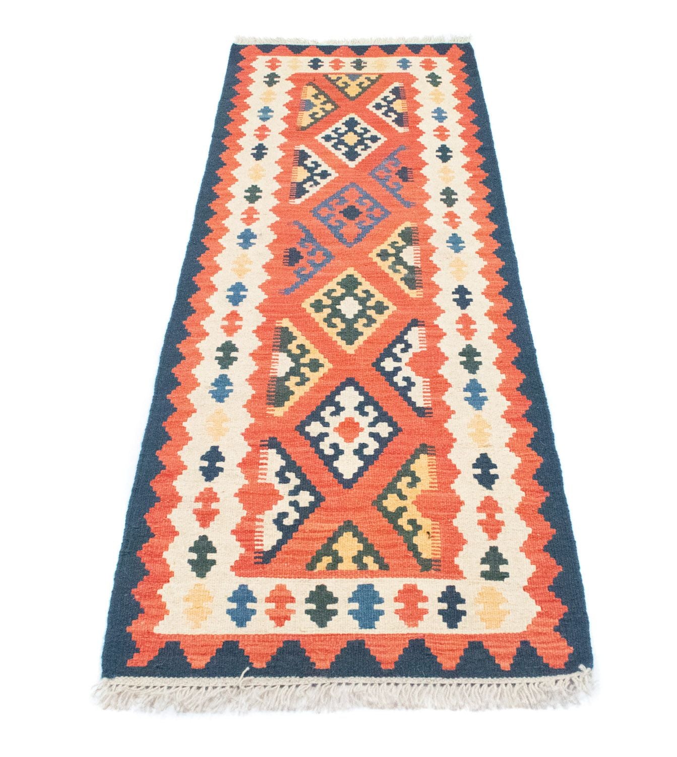 Løber Kelim-tæppe - orientalsk - 200 x 63 cm - orange
