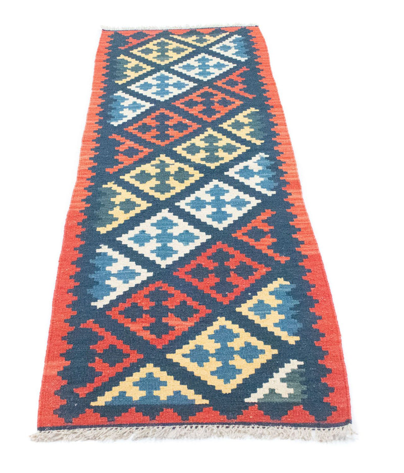 Løber Kelim-tæppe - orientalsk - 204 x 70 cm - blå