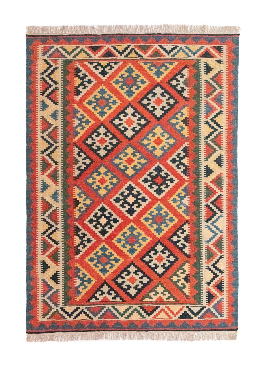Kelim-tæppe - orientalsk - 212 x 148 cm - orange