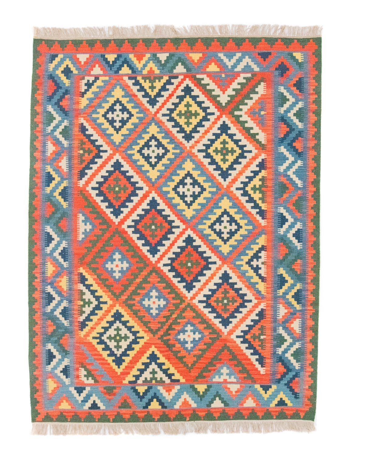 Kelim-tæppe - orientalsk - 196 x 150 cm - orange