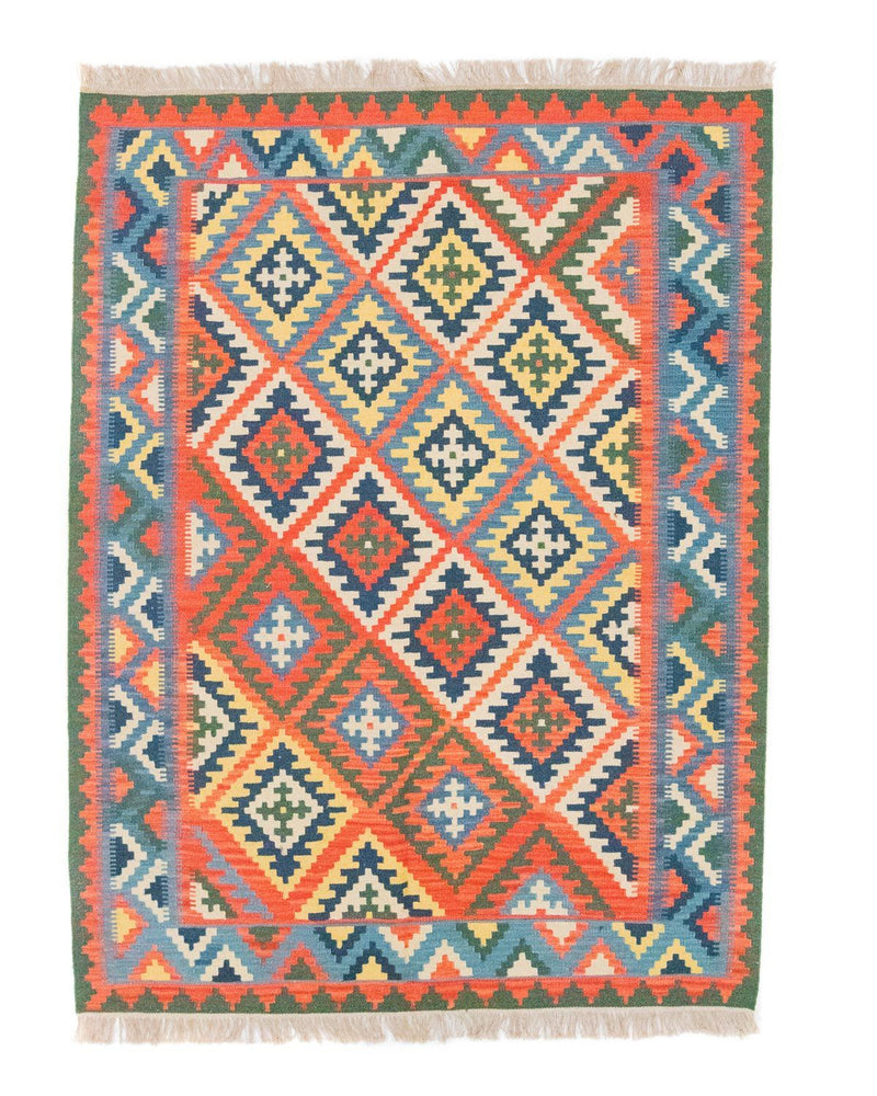Kelim-tæppe - orientalsk - 196 x 150 cm - orange