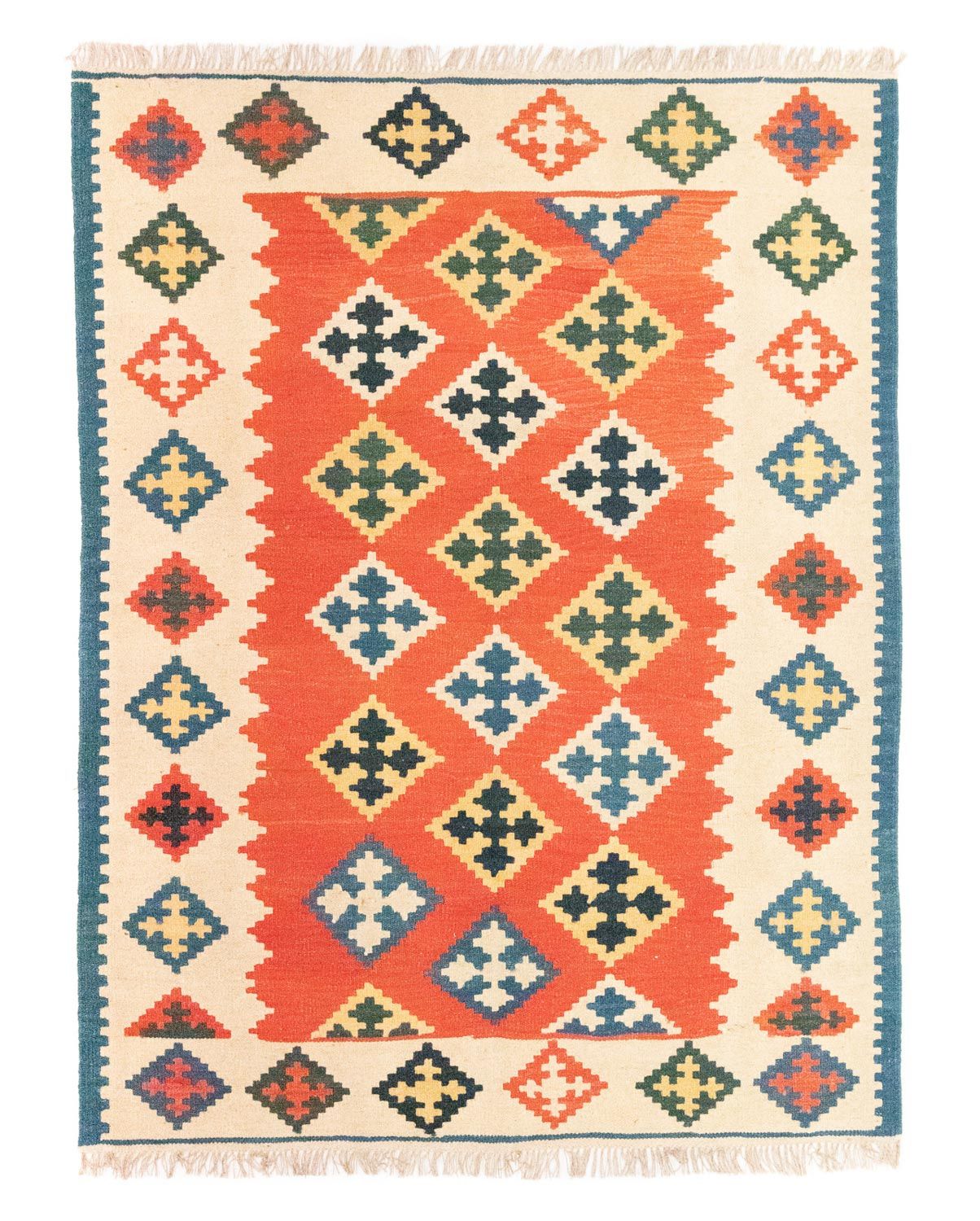 Kelim-tæppe - orientalsk - 196 x 150 cm - orange