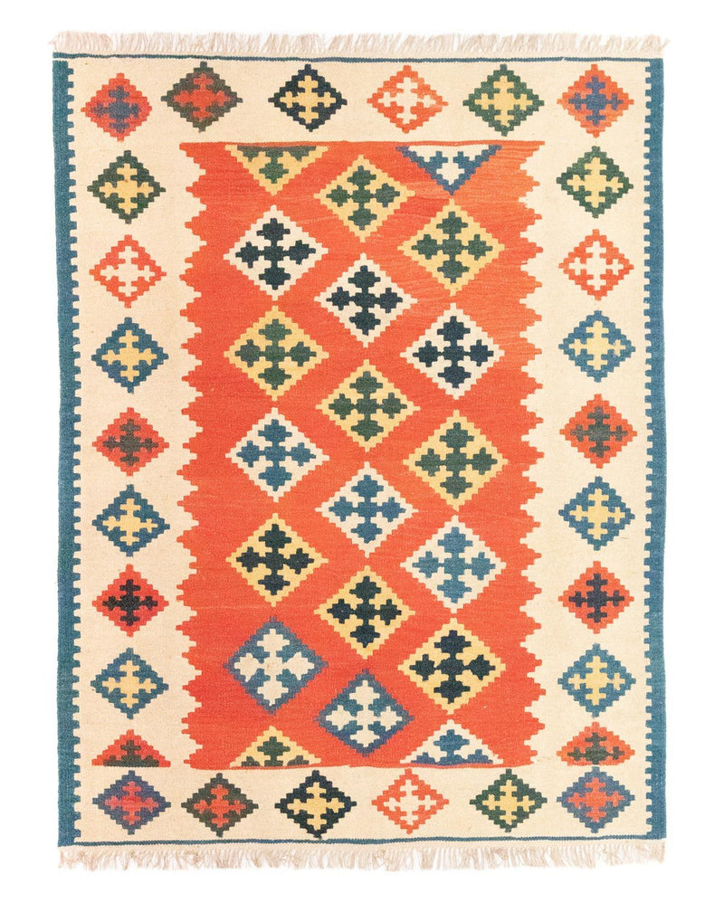 Kelim-tæppe - orientalsk - 196 x 150 cm - orange