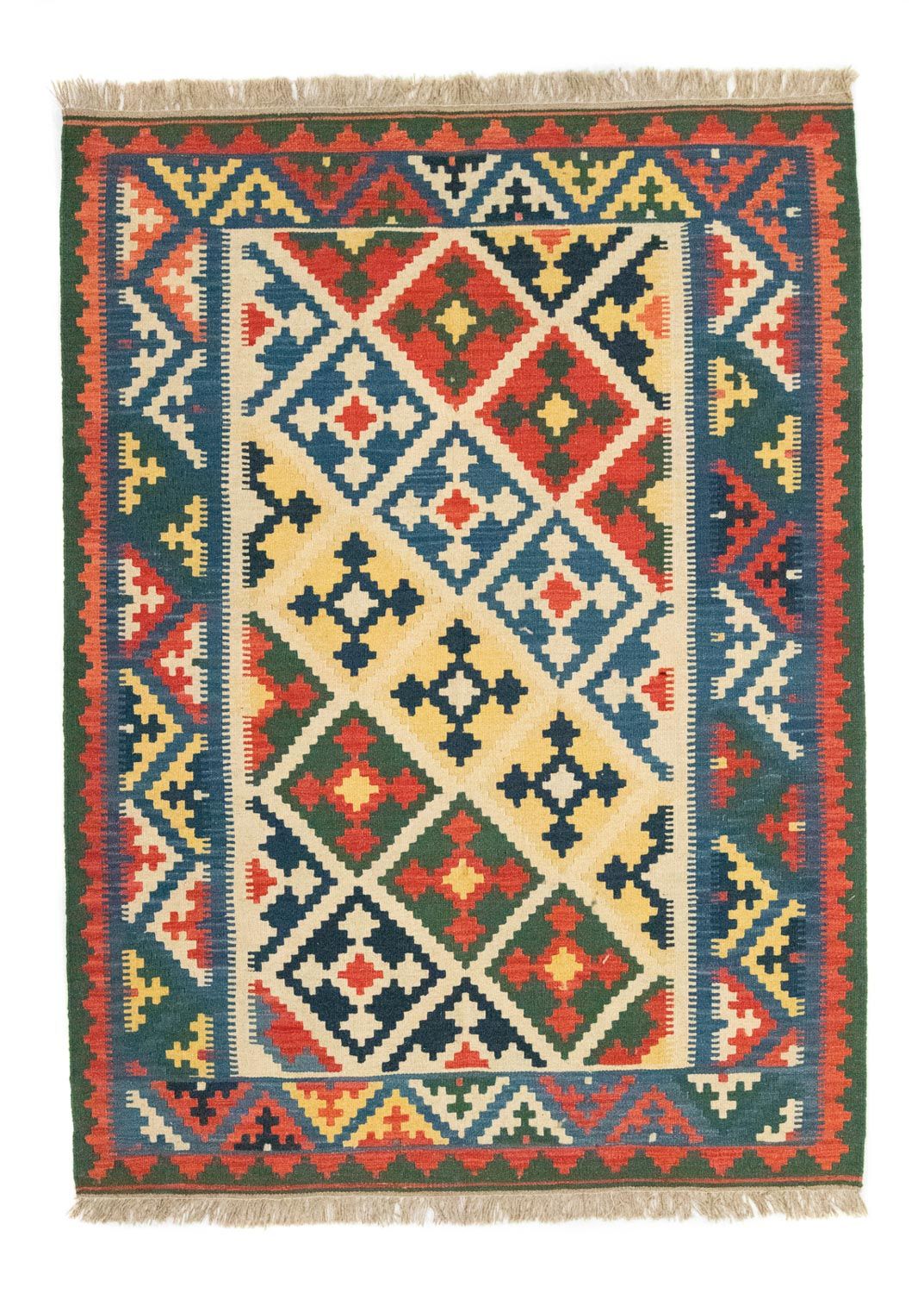 Kelim-tæppe - orientalsk - 200 x 147 cm - blå