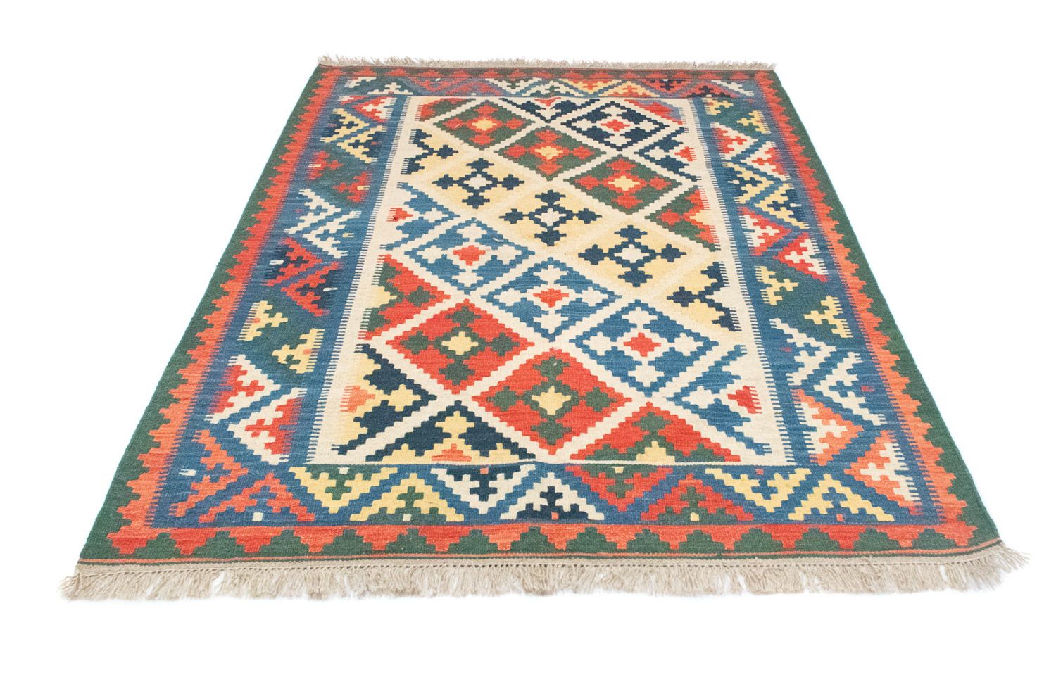 Kelim-tæppe - orientalsk - 200 x 147 cm - blå