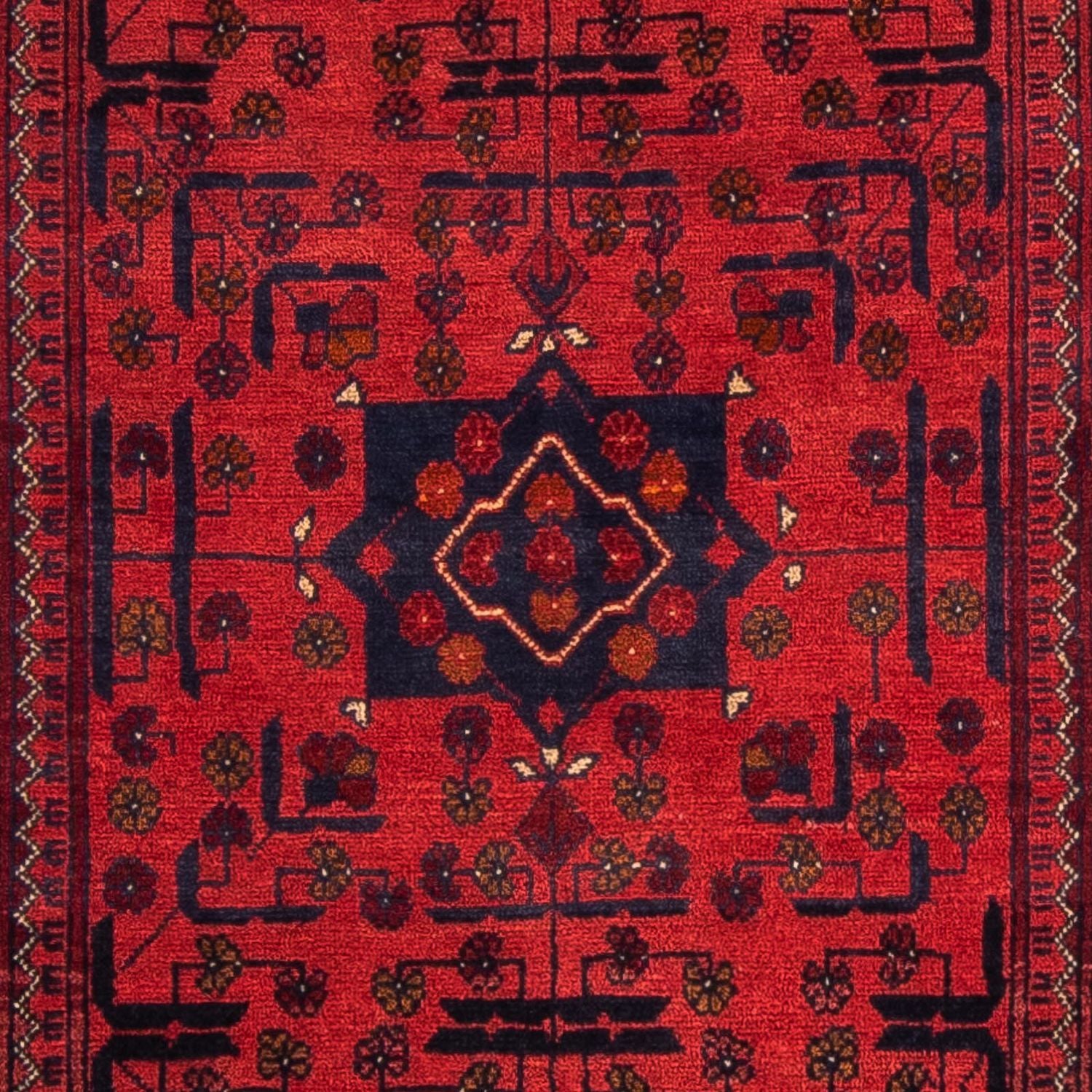 Løber Afghansk tæppe - Kunduz - 298 x 79 cm - mørkerød