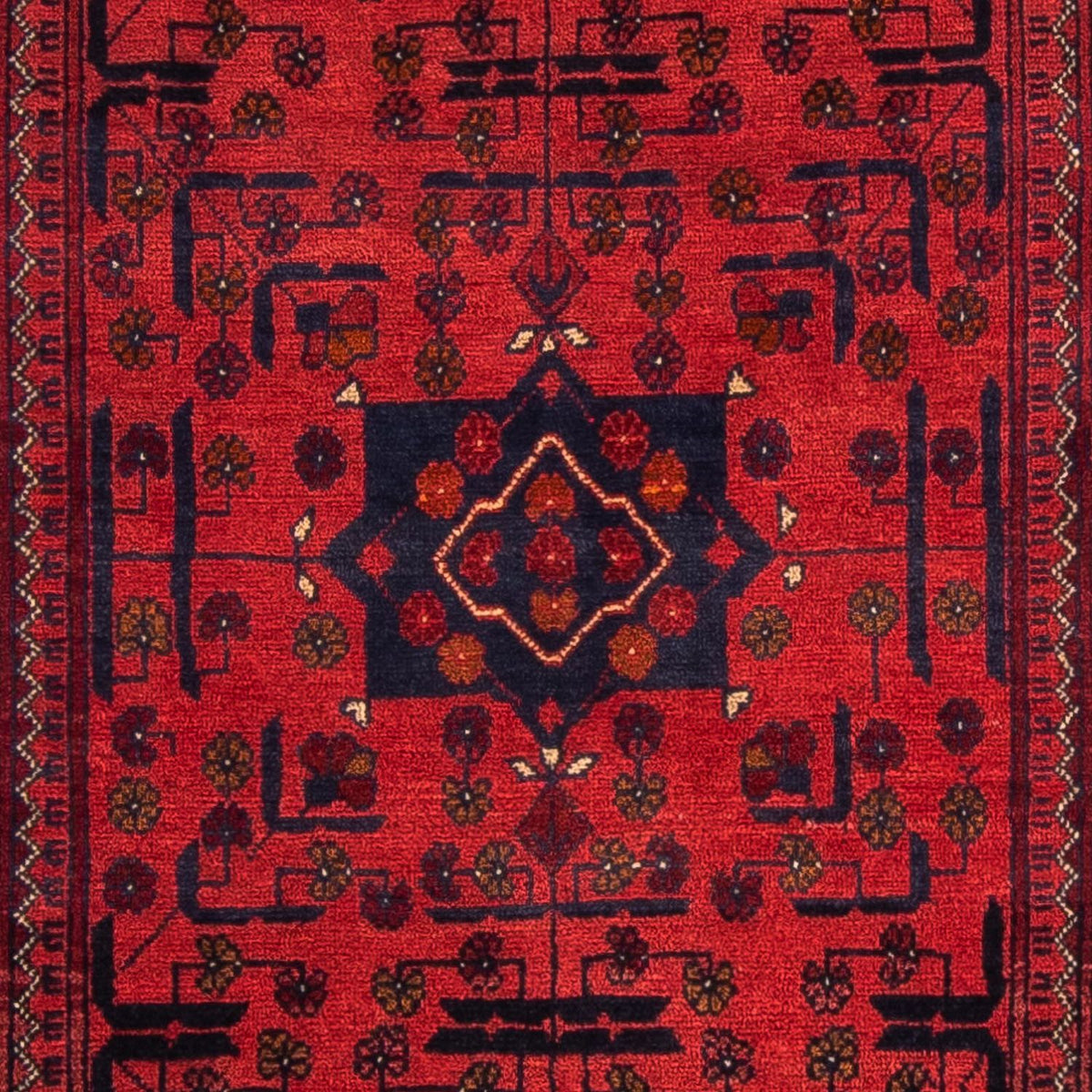 Løber Afghansk tæppe - Kunduz - 298 x 79 cm - mørkerød